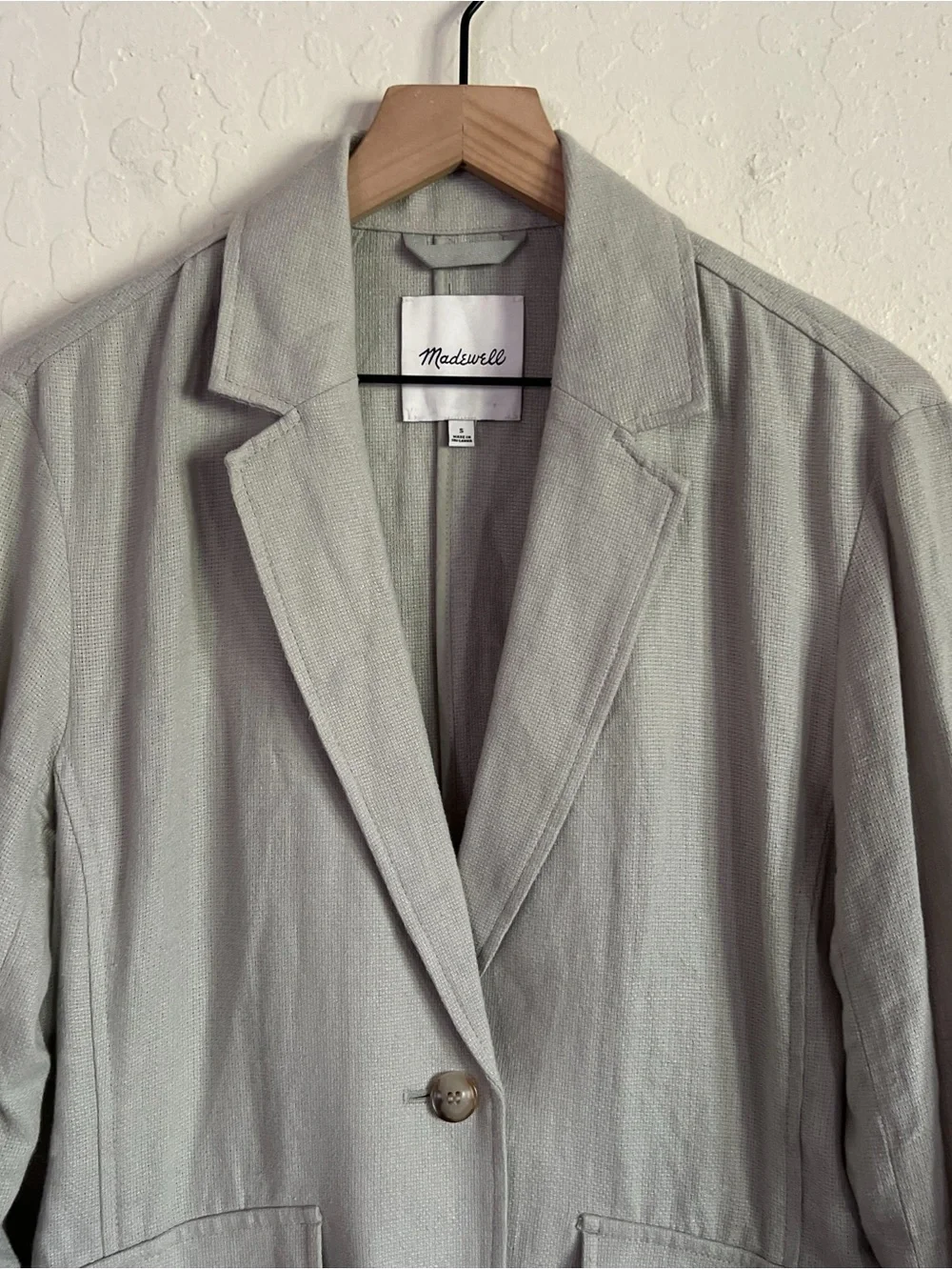 Madewell Linen Breezewoven Larsen Blazer Small Oversized Two Button Preppy Work